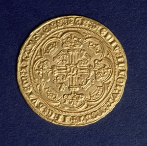 Noble de Eduardo III (1312-77) reverso mostrando un patrón de cruz, menta de Calais, introducido en 1344 de Unbekannt