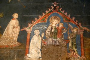 Notre Dame de Clermont catedral, Clermont-Ferrand, Francia, capilla de San Jorge (finales del siglo XIII), detalle del fresco de Unbekannt