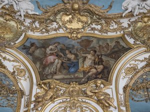 Ninfas ofreciendo flores a Psique en el umbral del Palacio del Amor. Pintura de Charles Joseph Natoire (1700-1777) de Unbekannt