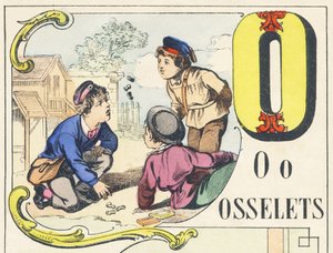 O: osselets - Alfabeto de juegos, c.1890 de Unbekannt