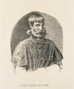 PONCE DE LEÓN, Juan (1460-1521). Conquistador español de Puerto Rico (1508) y descubridor de Florida (1502) (grabado) de Unbekannter Künstler
