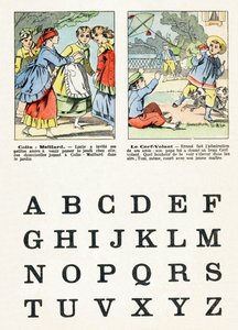 Página 1 - Juegos de niños: colin maillard, la cometa - Alfabeto - Diversiones infantiles - Imágenes de Epinal, serie popular, circa 1890 de Unbekannt