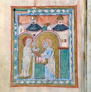 Página de un códice que muestra la Presentación en el Templo, Tesoro de la Catedral de Vercelli de Unbekannt
