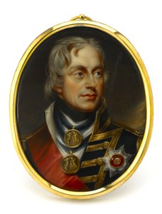 Miniatura pintada que representa al vicealmirante Horatio Nelson (1758-1805). Montado en un colgante de cobre y esmalte, principios del siglo XIX, retrato de Henry Pierce Bone (1779-1855). de Unbekannter Künstler
