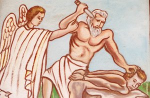 Pintura en la iglesia de Nuestra Señora de Togo: El sacrificio de Abraham, Togoville, Togo de Unbekannt