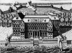 Palacio de A. Menshikov en la Isla Vassily: Uno de los primeros edificios construidos en San Petersburgo (1711-1716), Grabado por A. Zubov (1717), Rusia de Unbekannt