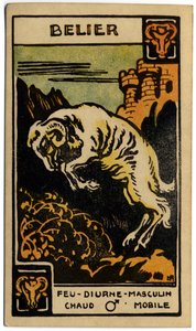 Paranormal. Astrología. Aries (el Carnero). Carta astrológica de: Le Tarot Astrologique (Tarot Astrológico), por Georges Muchery, Francia.