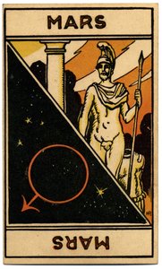 Paranormal. Astrología. Marte (planeta). Carta astrológica de: Le Tarot Astrologique (Tarot Astrológico), de Georges Muchery, Francia.