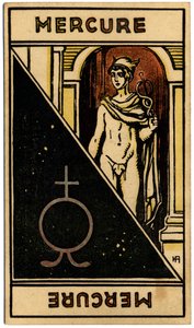 Paranormal. Astrología. Mercurio (planeta). Carta astrológica de: Le Tarot Astrologique (Tarot Astrológico), de Georges Muchery, Francia.