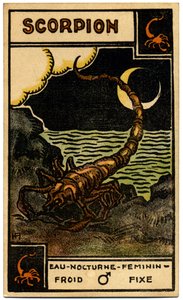 Paranormal. Astrología. Escorpio (el Escorpión). Carta astrológica de: Le Tarot Astrologique (Tarot Astrológico), de Georges Muchery, Francia. de Unbekannter Künstler