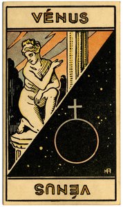 Paranormal. Astrología. Venus (planeta). Carta astrológica de: Le Tarot Astrologique (Tarot Astrológico), de Georges Muchery, Francia. de Unbekannter Künstler