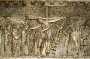 Parma Emilia Romagna Italia Piazza del Duomo en la Cúpula del Duomo Desposizione Descenso de la Cruz de Benedetto Antelami 1178 de Unbekannt