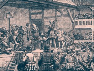 Representación de "Sueño de una noche de verano" de Shakespeare (grabado) de Unbekannter Künstler