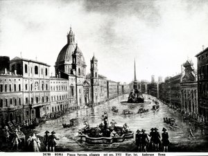 Piazza Navona en Roma, siglo XVII de Unbekannt