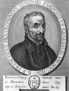 Retrato de Francesco Piccolomini (1582-1651), jesuita italiano, fue Superior General de la Compañía de Jesús de 1649 a 1651, grabado