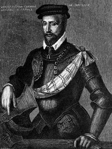 Retrato de Gaspard de Coligny, Señor de Chatillon (1519-1572), noble francés, almirante y líder hugonote en las Guerras de Religión de Francia, grabado de William M. Timlin