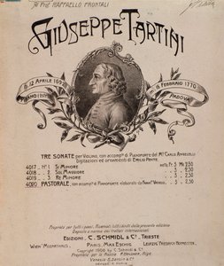 Retrato de Giuseppe Tartini. Frontispicio de la partitura de las Sonatas de Unbekannter Künstler