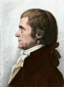 Retrato de John Marshall (1755-1835), abogado y estadista estadounidense, Presidente del Tribunal Supremo de los Estados Unidos. Litografía del siglo XIX, basada en un cuadro de Charles Fevret de Saint Memin (1770-1852). de Unbekannter Künstler