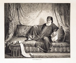 Retrato de Mehemet Ali (1769-1849) Vice Rey de Egipto Ilustración del Atlas de Egipto de Unknown
