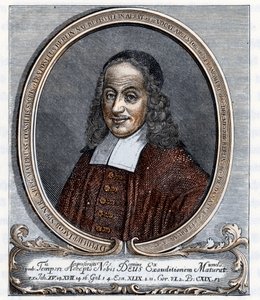 Retrato de Philipp Jacob Spener (Philippe Jacques Spener) (1635-1705) Teólogo luterano fundador del pietismo (pietismo) Grabado de "Germania" de Johannes Scherr 1880 Colección particular de Unbekannter Künstler