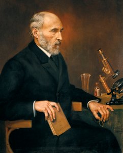 Retrato de Santiago Ramón y Cajal (1852-1934), médico español padre de la neurociencia ter de Unbekannter Künstler