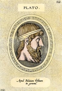 Retrato del filósofo griego Platón (428-348 a.C.) Grabado. de Unbekannter Künstler