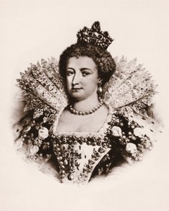 Retrato de la reina de Francia María de Médicis (1576-1642) Grabado del siglo XIX de Unbekannter Künstler