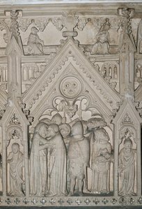 Portugal, Región de Estremadura, Distrito de Leiria, Alcobaça, Monasterio de Santa María, Detalle de la Tumba de Inés de Castro (1320-1355) de William Jennys