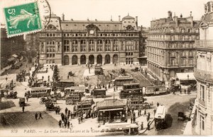 Tarjeta postal/Estación Saint Lazare/París/Seine/Ile de France/Francia de William M. Timlin
