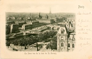 Tarjeta postal/El Sena desde la Torre de Saint Gervais/París/Seine/Ile de France/Francia de William M. Timlin