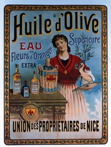 Cartel publicitario de aceite de oliva fabricado en Niza, Francia de Unbekannter Künstler