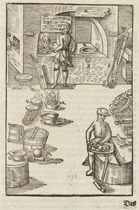 Purificación del mineral de plata por el fuego - Grabado extraído de Descripción de los minerales y los principales métodos de explotación minera, de Lazarus Ecker de Unbekannt