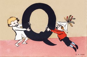 Q como pelea - Alfabeto infantil. C. M. editor, París. Tarjetas postales pintadas a mano, franqueadas en 1904. Dimensiones: 14 x 9 cm de Unbekannt