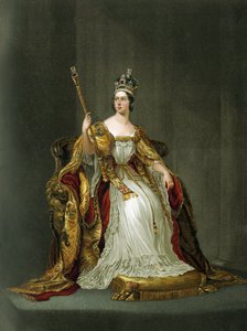La reina Victoria de Inglaterra con sus ropas de coronación en 1837 de Unbekannter Künstler
