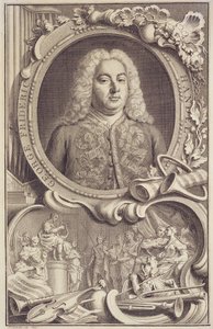 RM 7.f.5 George Frederick Handel (1685-1759), frontispicio de "Israel en Egipto", grabado por Jacobus Houbraken (1698-1780) de Unbekannter Künstler