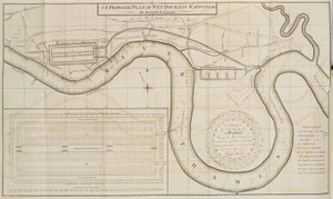 Plan propuesto por Ralph Walker de muelles húmedos en Wapping, Londres de Unbekannt