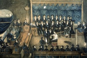 Recepción de un albañil en una logia, hacia 1820 (acuarela) de Unbekannter Künstler