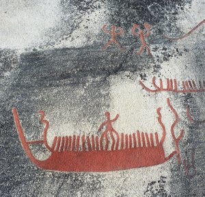 Grabado rupestre que representa un barco, Begby, Noruega. Edad de Bronce