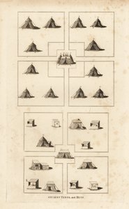 Campamento real, era del rey Enrique VIII, mostrando los cuarteles reales, mercado, chozas de tenderos, carniceros, etc.