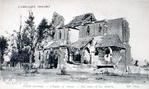 Ruinas de la iglesia del pueblo de Frise, Somme, Francia 1914-1918 (tarjeta postal) de Unbekannter Künstler