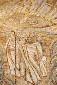 Abadía basílica de Saint-Maurice. Mosaico de Madeleine Diener: Moisés y los hebreos cruzando el Mar Rojo, Saint-Maurice, Suiza de Unbekannt