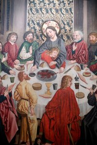 Iglesia Católica de Saint-Pierre le Vieux, Cristo en su Pasión, La última cena, Pintura de Henri Lutzelman siglo XV, Estrasburgo, Francia (foto)
