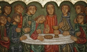 Escultura del altar mayor de la catedral de Saint-Samson: La última cena (Claude Gruer 1980), Dol-de-Bretagne, Francia de Unbekannt