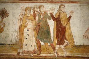 Pintura de la abadía de Saint-Savin: Abraham y Lot se separan, Saint-Savin-sur-Gartempe, Francia de Unbekannt