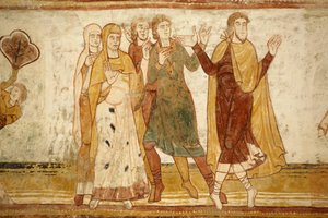 Pintura de la bóveda de la nave de la iglesia de la abadía de Saint-Savin-sur-Gartempe: Abraham separado de su sobrino Lot (Gen 13, 8-9) Saint-Savin, Francia de Unbekannt