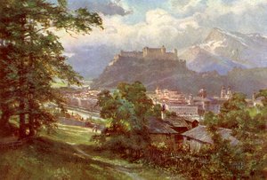 Salzburgo - vista desde Kapuzinerberg, Austria de Unbekannter Künstler