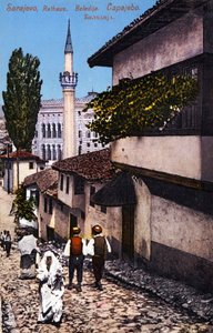 Sarajevo, capital de Bosnia Herzegovina a principios del siglo XX (postal) de Unbekannter Künstler