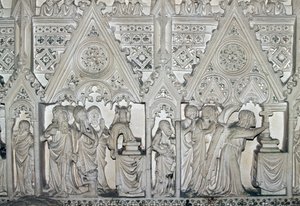 Sarcófago de Pedro I (1320-1367) con escenas de la vida de San Bartolomé, iglesia del monasterio de Alcobaça (Lista del Patrimonio Mundial de la UNESCO) de Benjamin Baud
