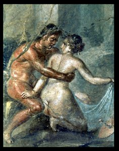 Sátiro y Ménade, detalle de una pintura mural en Pompeya de Unbekannter Künstler