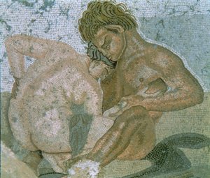 Sátiro y Ménade, detalle de un mosaico de la Casa del Fauno de Unbekannter Künstler